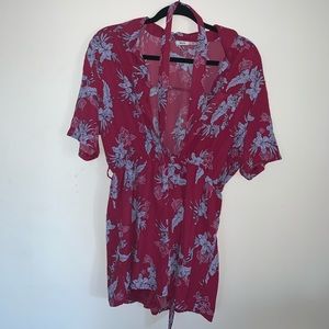 Hawaiian printed plum romper